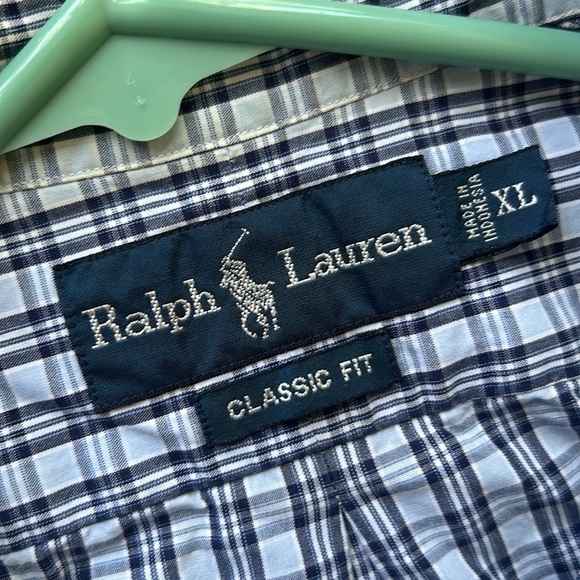 Polo Ralph Lauren Navy and White Plaid Shirt ! XL - Picture 3 of 4